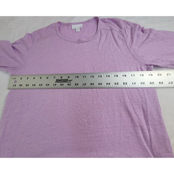 J. Jill Love Linen Womens Lilac White 3/4 Sleeve Top Small Petite Side-Button - Picture 7 of 8